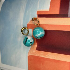 EARRINGS - BUTTER COOKIE WITH LIME GREEN MURANO