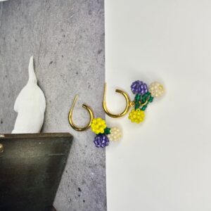 EARRINGS - TURQUOISE/WHITE BUBBLES