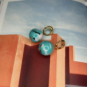 EARRINGS - TURQUOISE/WHITE BUBBLES